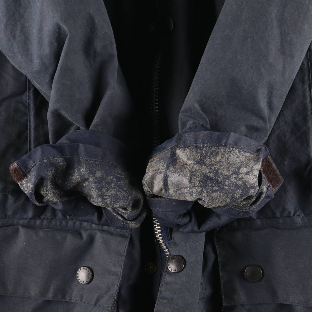 80s-90'S Barbour BEAUFORT 3 Warrant Oiled Hunting Jacket, Made in England, C36, Men's Size Small cotton navy blue type Vintage Second Hand