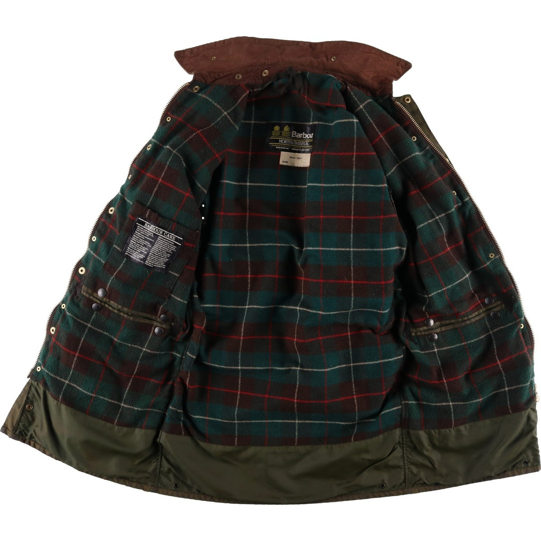 Vintage 1980'S Barbour Northumbria 2 Warrant waxed cotton oiled jacket, made in the UK, size S. unclear Khaki type Vintage Second Hand