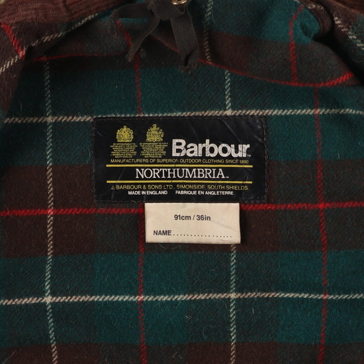 Vintage 1980'S Barbour Northumbria 2 Warrant waxed cotton oiled jacket, made in the UK, size S. unclear Khaki type Vintage Second Hand