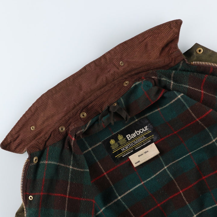 Vintage 1980'S Barbour Northumbria 2 Warrant waxed cotton oiled jacket, made in the UK, size S. unclear Khaki type Vintage Second Hand