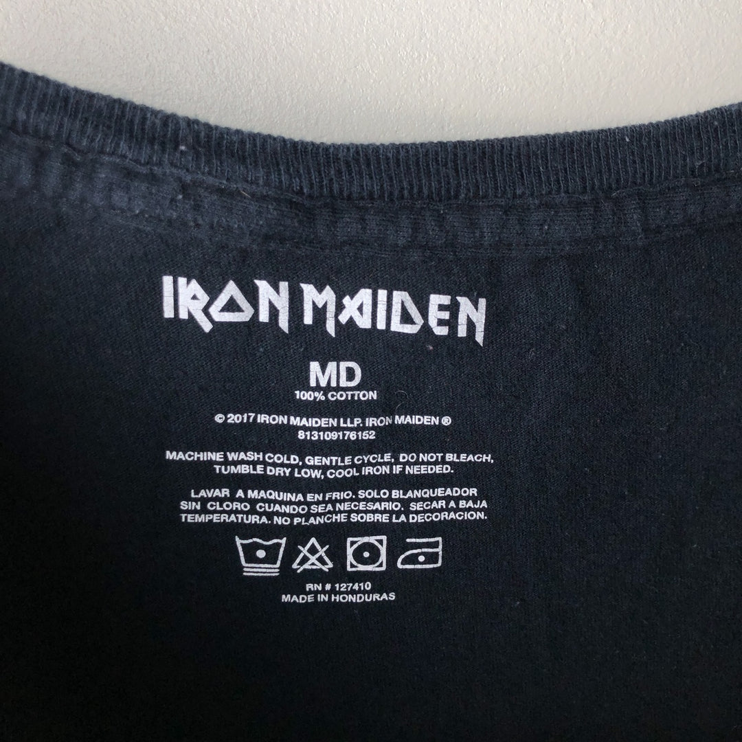 IRON MAIDEN Iron Maiden Band T-shirt Band T Men's M size cotton black type Vintage Second Hand
