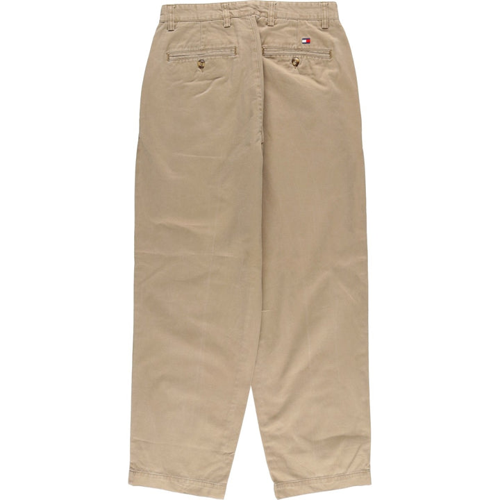 Vintage 90'S Tommy Hilfiger two-pleat chino pants, women's size L (w30). cotton beige type brown Vintage Second Hand