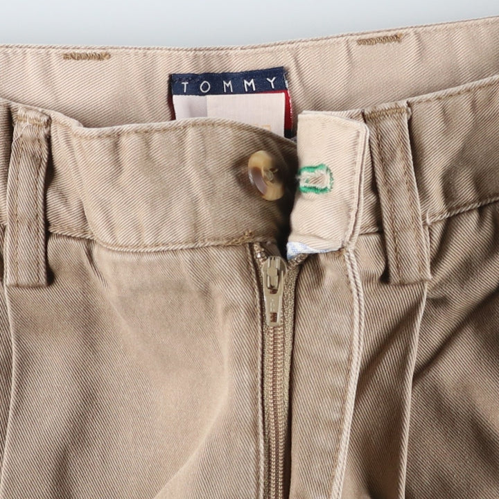 Vintage 90'S Tommy Hilfiger two-pleat chino pants, women's size L (w30). cotton beige type brown Vintage Second Hand