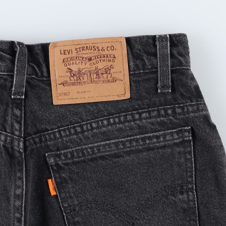 90'S Levi's 967 Relaxed Fit Denim Shorts with Orange Tab, Women's Size L (W29), Vintage cotton black type Vintage Second Hand