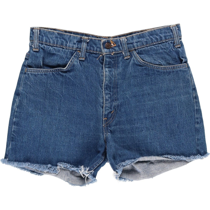 Vintage Levi's cut-off denim shorts with orange tabs, women's size XL (w31). unclear blue type Vintage Second Hand