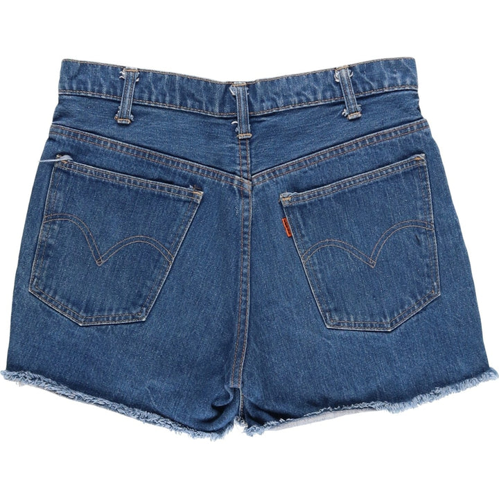 Vintage Levi's cut-off denim shorts with orange tabs, women's size XL (w31). unclear blue type Vintage Second Hand