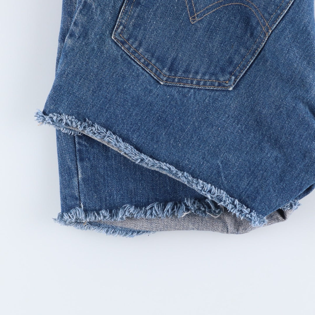 Vintage Levi's cut-off denim shorts with orange tabs, women's size XL (w31). unclear blue type Vintage Second Hand