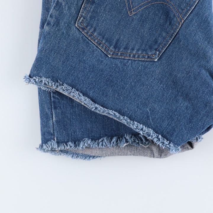 Vintage Levi's cut-off denim shorts with orange tabs, women's size XL (w31). unclear blue type Vintage Second Hand