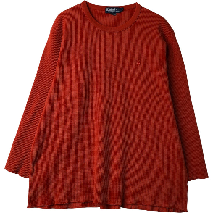 Ralph Lauren POLO by Ralph Lauren Thermal T-Shirt, Waffle, Men's XXL cotton orange type Vintage Second Hand