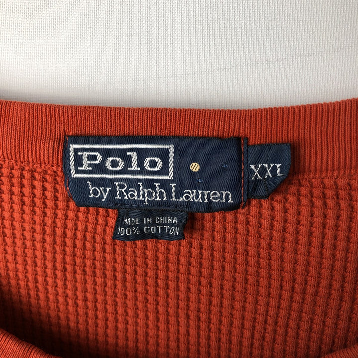Ralph Lauren POLO by Ralph Lauren Thermal T-Shirt, Waffle, Men's XXL cotton orange type Vintage Second Hand
