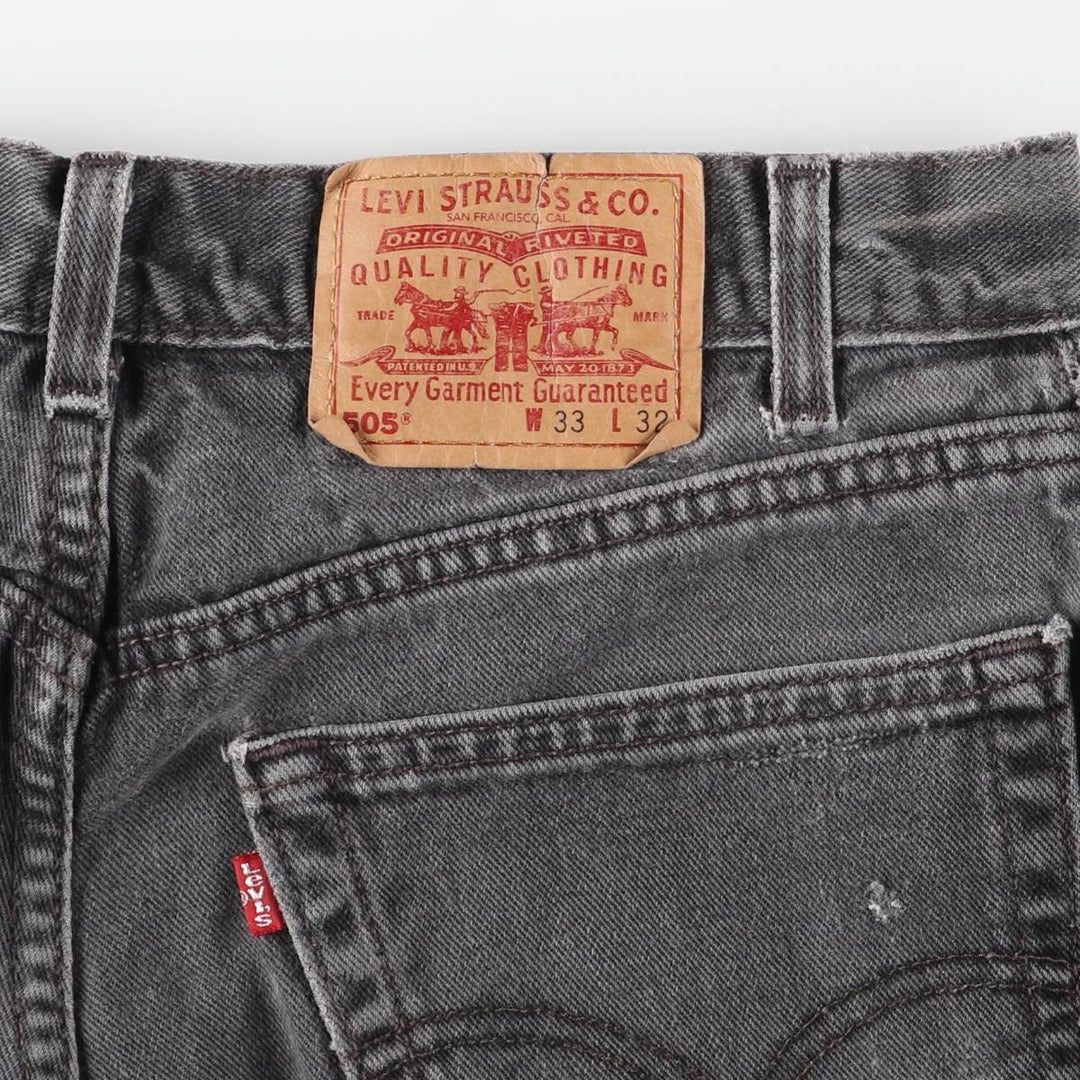 00'S Levi's 505 REGULAR FIT black denim tapered denim pants for men, size w32 cotton black type Vintage Second Hand