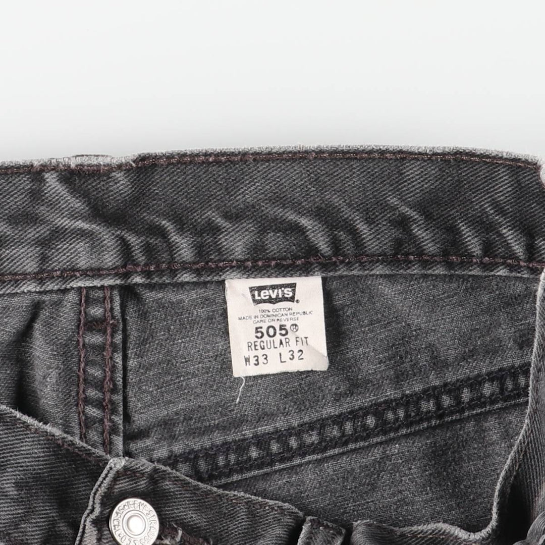 00'S Levi's 505 REGULAR FIT black denim tapered denim pants for men, size w32 cotton black type Vintage Second Hand