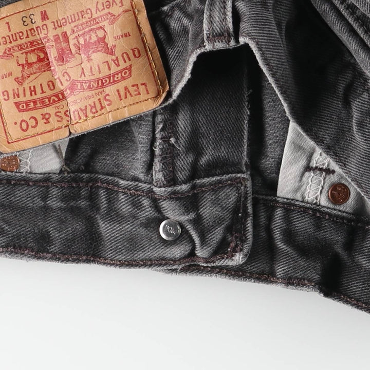 00'S Levi's 505 REGULAR FIT black denim tapered denim pants for men, size w32 cotton black type Vintage Second Hand