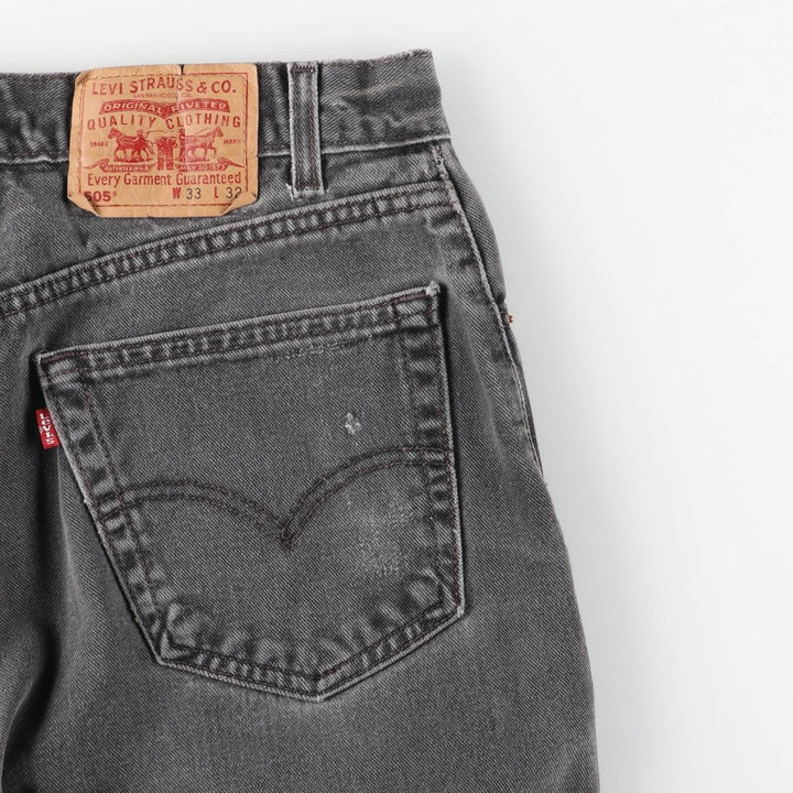 00'S Levi's 505 REGULAR FIT black denim tapered denim pants for men, size w32 cotton black type Vintage Second Hand