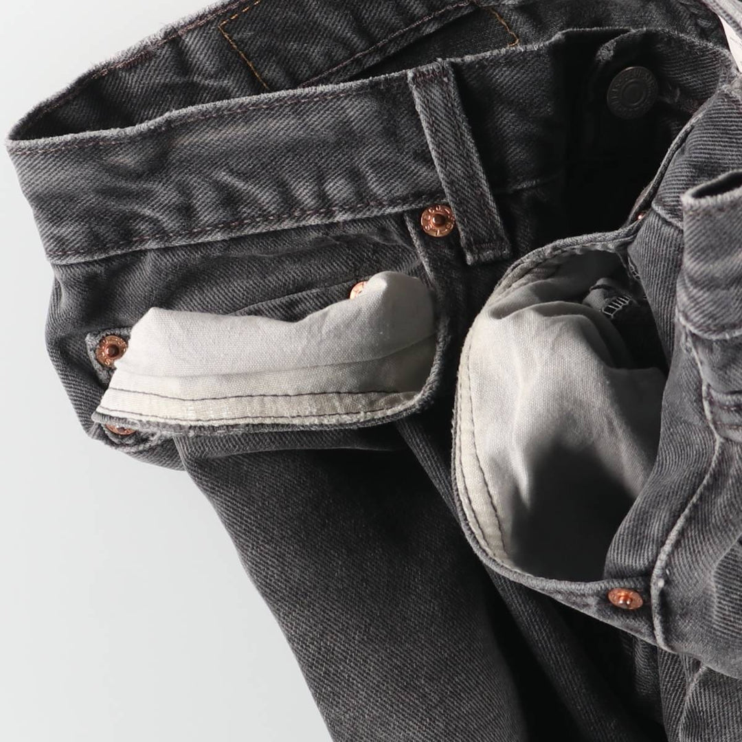 00'S Levi's 505 REGULAR FIT black denim tapered denim pants for men, size w32 cotton black type Vintage Second Hand