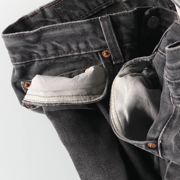 00'S Levi's 505 REGULAR FIT black denim tapered denim pants for men, size w32 cotton black type Vintage Second Hand