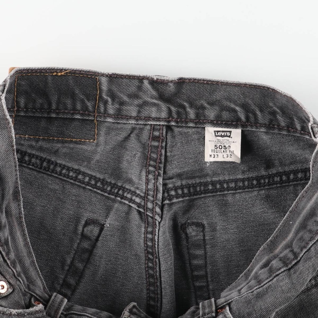 00'S Levi's 505 REGULAR FIT black denim tapered denim pants for men, size w32 cotton black type Vintage Second Hand