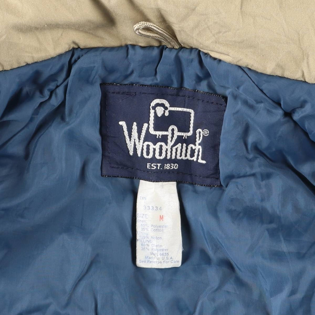 1980'S WOOLRICH padded mountain jacket, shell jacket, puffer jacket, made in the USA, men's size M polyester Beige type Vintage Second Hand