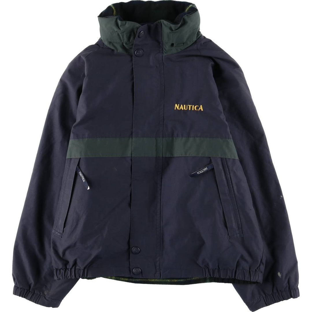 Vintage 90'S Nautica Check Pattern Reversible Sailing Jacket, Men's Size L cotton navy blue type Vintage Second Hand