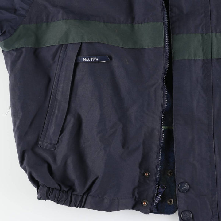 Vintage 90'S Nautica Check Pattern Reversible Sailing Jacket, Men's Size L cotton navy blue type Vintage Second Hand