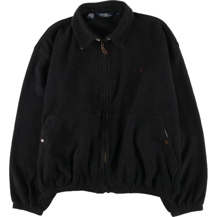90'S Ralph Lauren POLO by Ralph Lauren swing-top fleece jacket, Made in USA, Men's XL polyester black type Vintage Second Hand