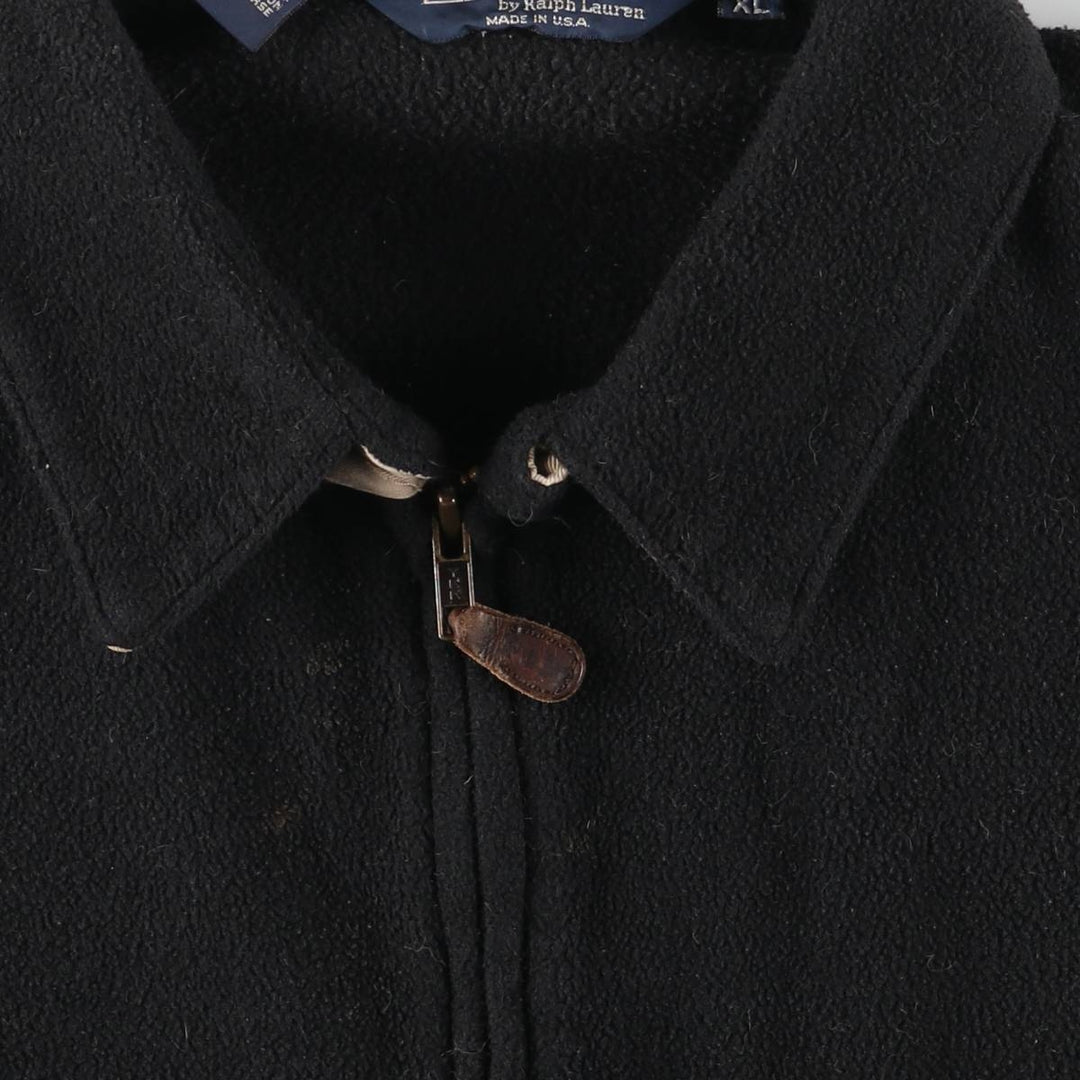90'S Ralph Lauren POLO by Ralph Lauren swing-top fleece jacket, Made in USA, Men's XL polyester black type Vintage Second Hand