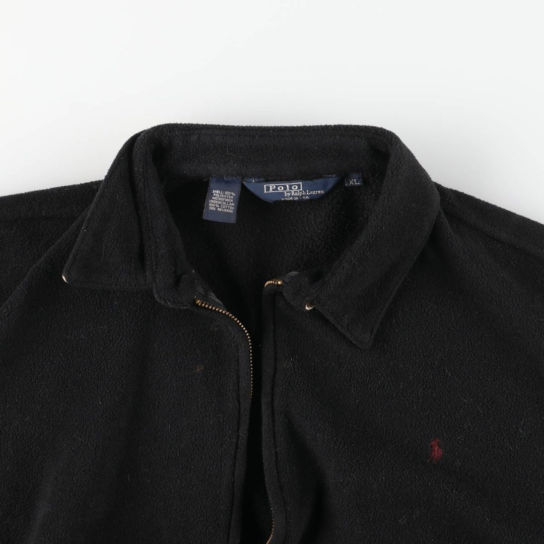 90'S Ralph Lauren POLO by Ralph Lauren swing-top fleece jacket, Made in USA, Men's XL polyester black type Vintage Second Hand