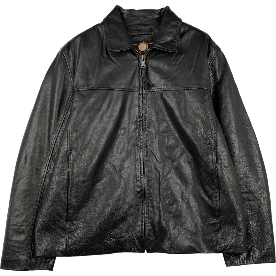 Marc New York padded swing top style leather blouson, men's size XL. genuine leather black type Vintage Second Hand