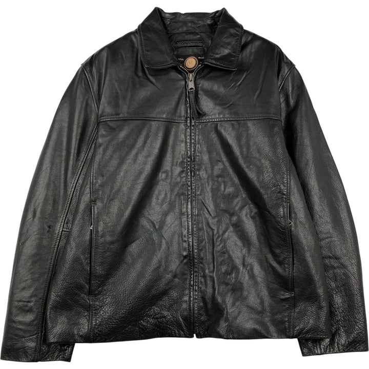 Marc New York padded swing top style leather blouson, men's size XL. genuine leather black type Vintage Second Hand