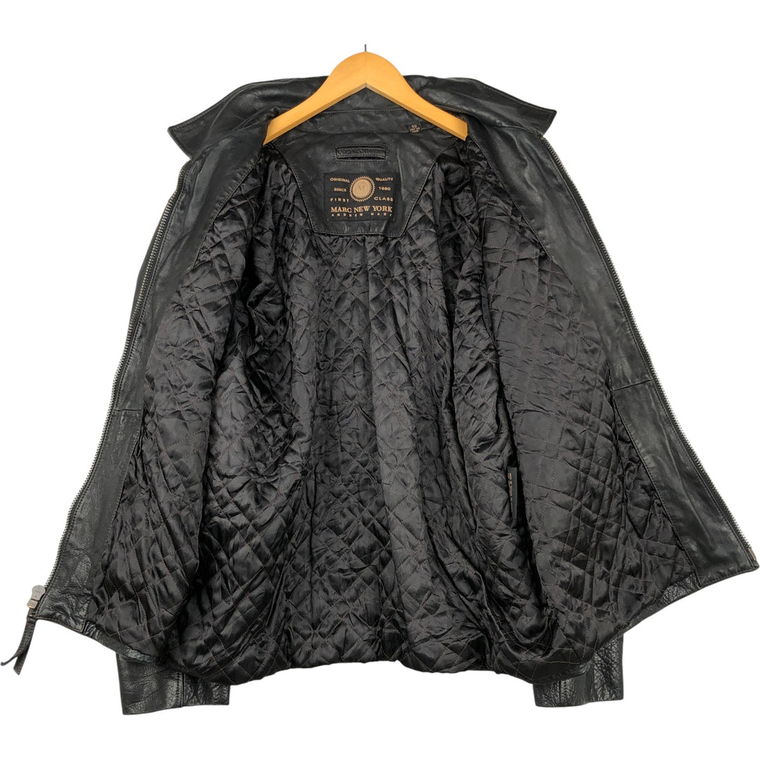 Marc New York padded swing top style leather blouson, men's size XL. genuine leather black type Vintage Second Hand