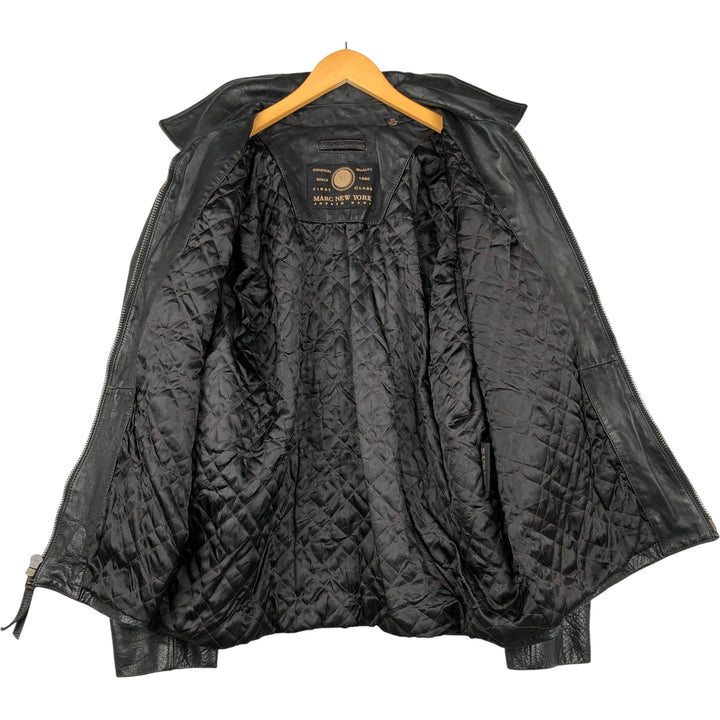 Marc New York padded swing top style leather blouson, men's size XL. genuine leather black type Vintage Second Hand