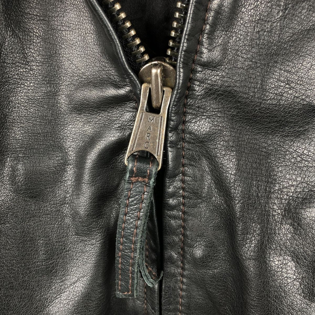 Marc New York padded swing top style leather blouson, men's size XL. genuine leather black type Vintage Second Hand