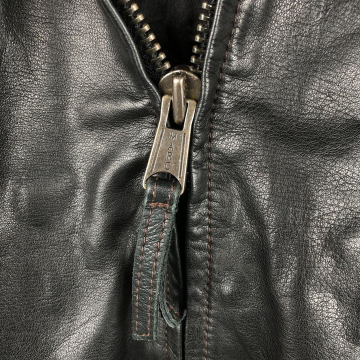 Marc New York padded swing top style leather blouson, men's size XL. genuine leather black type Vintage Second Hand