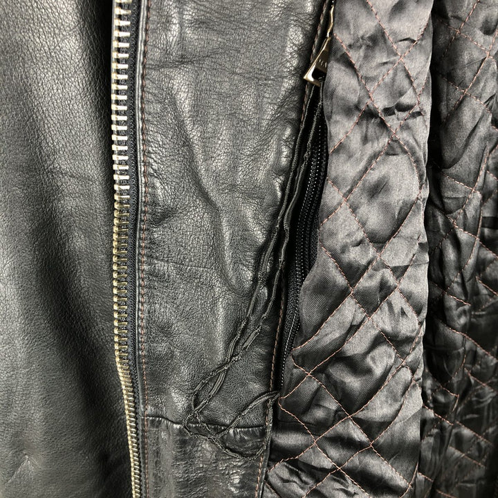 Marc New York padded swing top style leather blouson, men's size XL. genuine leather black type Vintage Second Hand