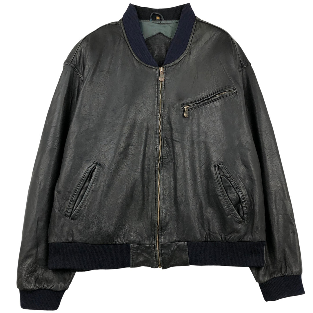 TRAPPER Leather Blouson Men's XXL genuine leather black type Vintage Second Hand