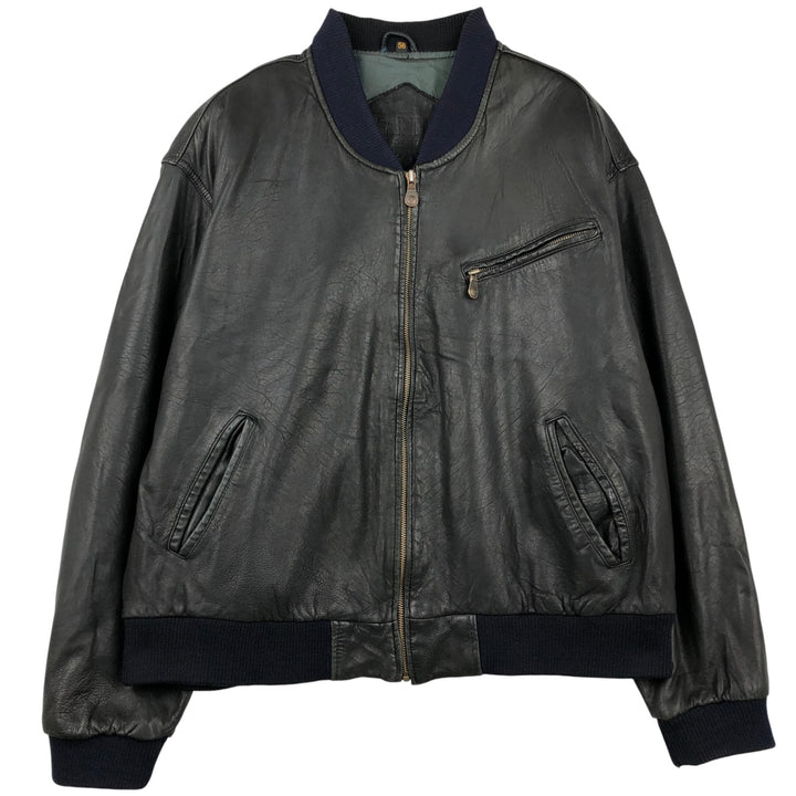 TRAPPER Leather Blouson Men's XXL genuine leather black type Vintage Second Hand