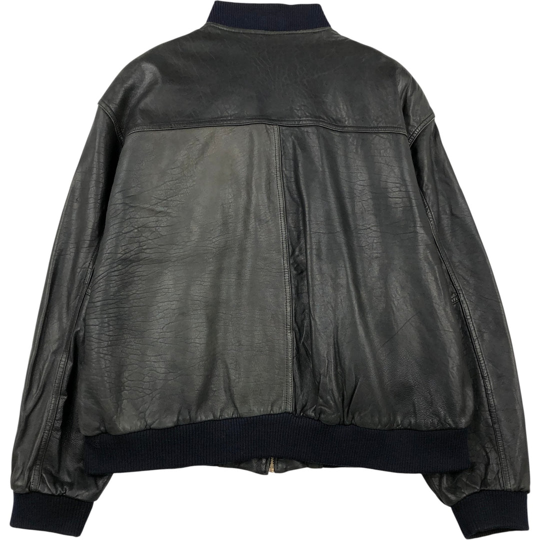 TRAPPER Leather Blouson Men's XXL genuine leather black type Vintage Second Hand
