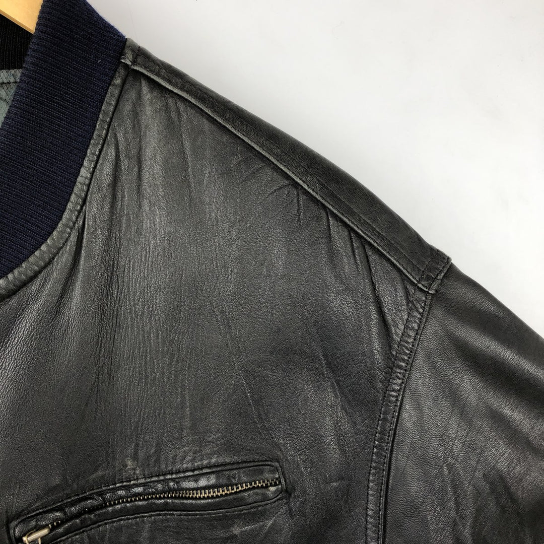 TRAPPER Leather Blouson Men's XXL genuine leather black type Vintage Second Hand