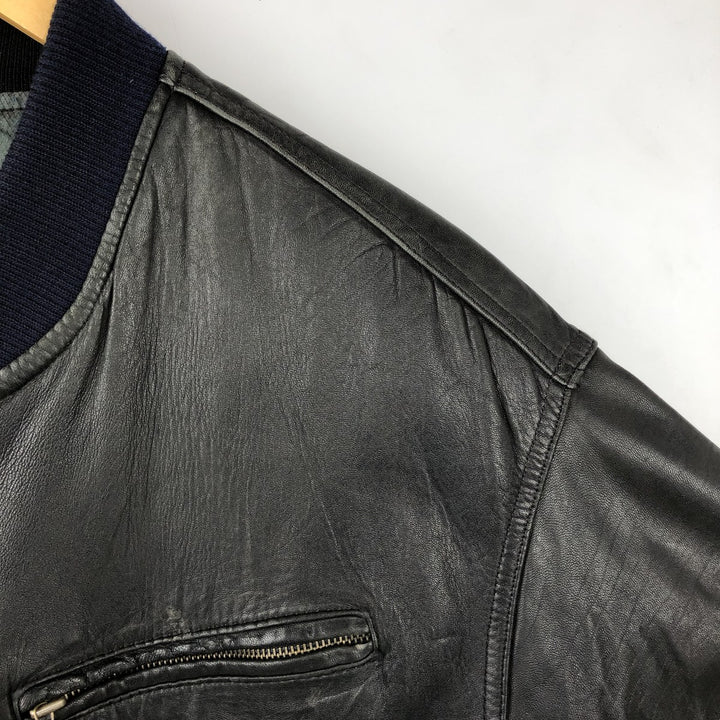 TRAPPER Leather Blouson Men's XXL genuine leather black type Vintage Second Hand