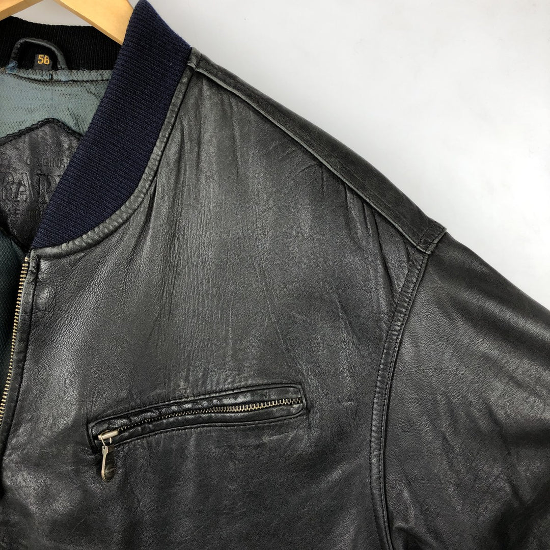 TRAPPER Leather Blouson Men's XXL genuine leather black type Vintage Second Hand