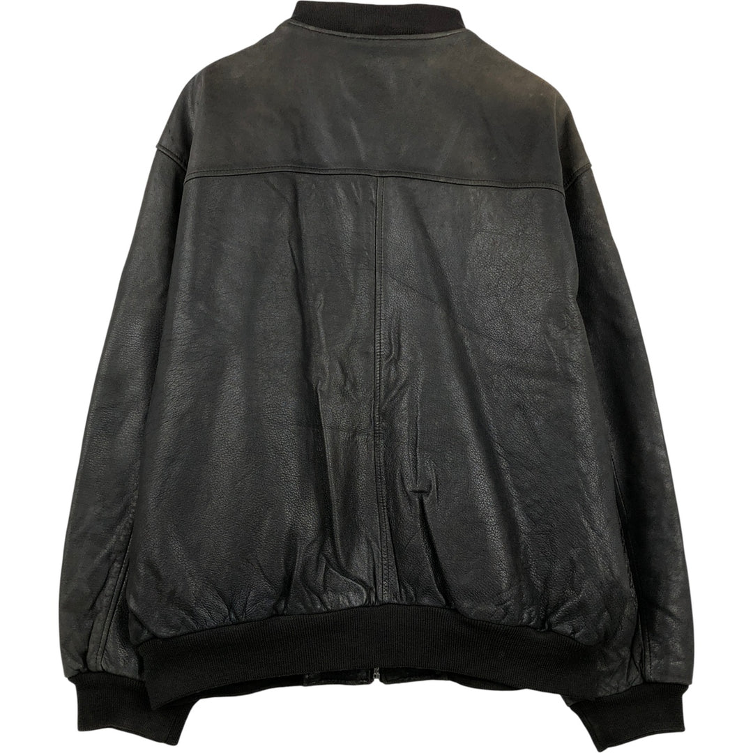 GILBERTO Padded Leather Blouson, Men's XL Genuine Leather Lamb Leather black type Vintage Second Hand