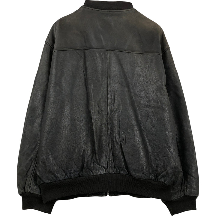 GILBERTO Padded Leather Blouson, Men's XL Genuine Leather Lamb Leather black type Vintage Second Hand