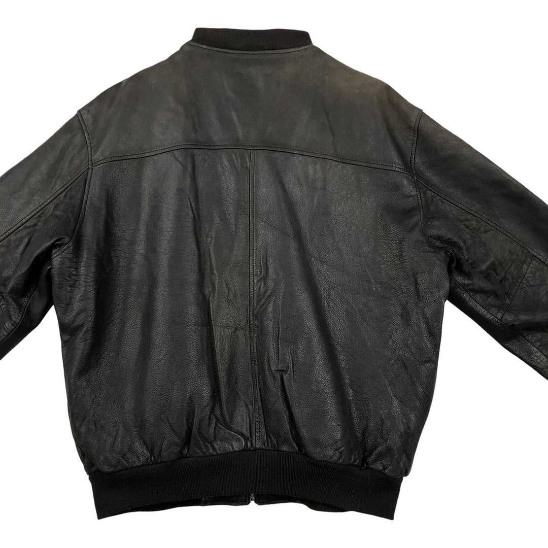 GILBERTO Padded Leather Blouson, Men's XL Genuine Leather Lamb Leather black type Vintage Second Hand