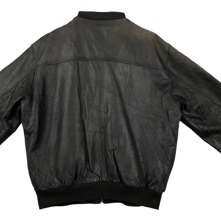 GILBERTO Padded Leather Blouson, Men's XL Genuine Leather Lamb Leather black type Vintage Second Hand