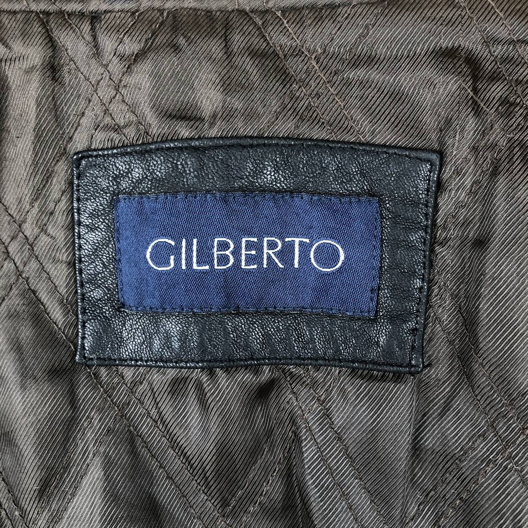 GILBERTO Padded Leather Blouson, Men's XL Genuine Leather Lamb Leather black type Vintage Second Hand