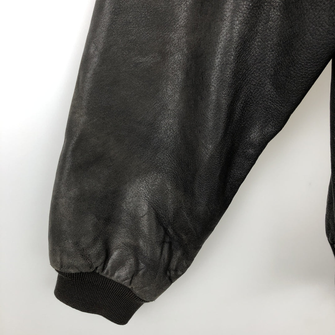 GILBERTO Padded Leather Blouson, Men's XL Genuine Leather Lamb Leather black type Vintage Second Hand