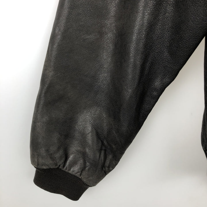 GILBERTO Padded Leather Blouson, Men's XL Genuine Leather Lamb Leather black type Vintage Second Hand