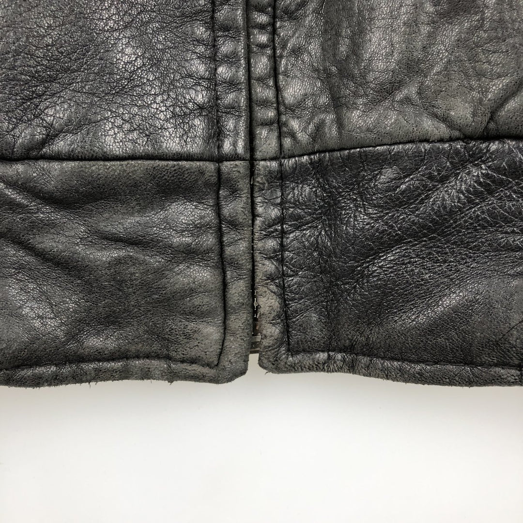 GILBERTO Padded Leather Blouson, Men's XL Genuine Leather Lamb Leather black type Vintage Second Hand