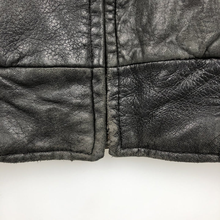 GILBERTO Padded Leather Blouson, Men's XL Genuine Leather Lamb Leather black type Vintage Second Hand