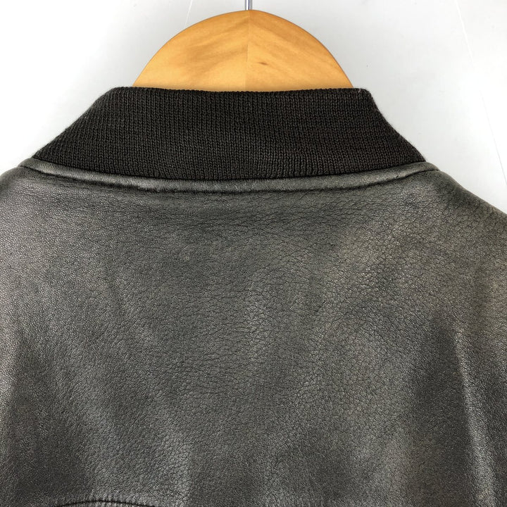 GILBERTO Padded Leather Blouson, Men's XL Genuine Leather Lamb Leather black type Vintage Second Hand